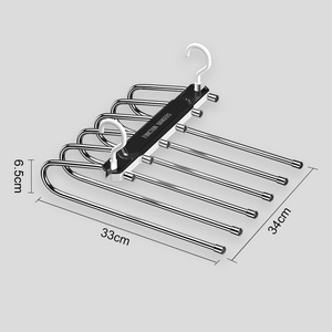 Best seller 2024 New style 6 In 1 Stainless Steel Multifunction Pants rack Foldable Jeans holder Closet Hangers Trousers Racks