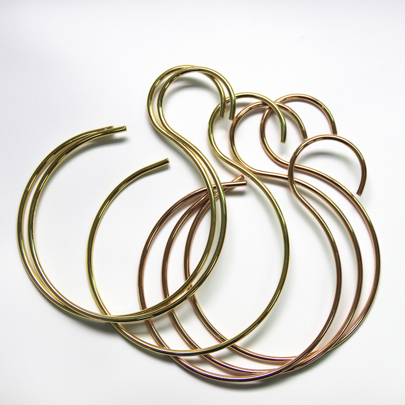 Nordic S-Shaped Circular Golden Metal Hangers Simple Belt Tie Scarves Hijab Hanger Storage Organizer Scarf Hanger