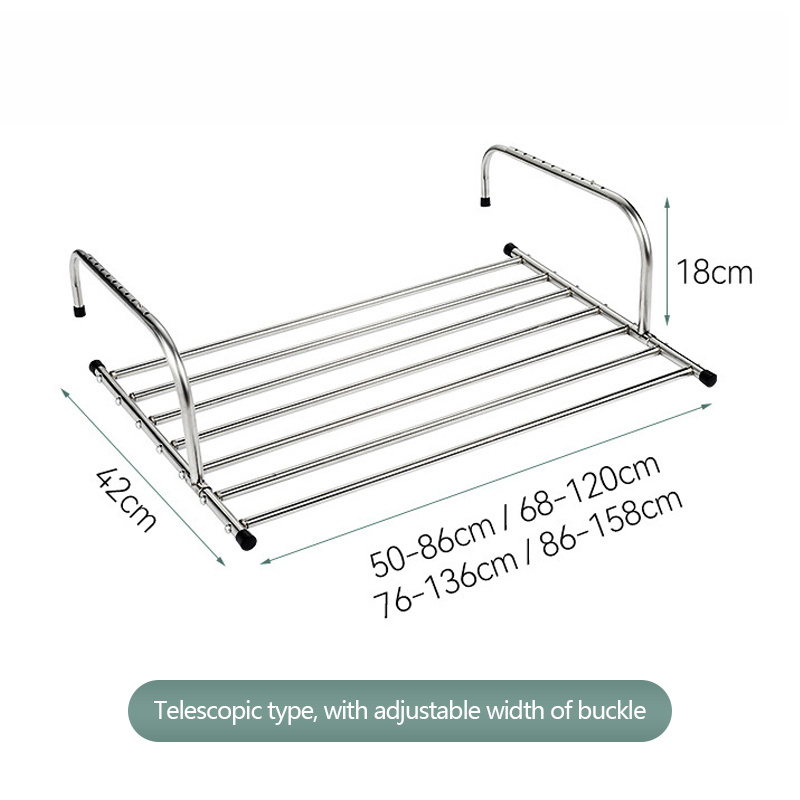 Wholesale Punch Free Stainless Steel Indoor Balcony Mobile Windowsill Telescopic Foldable Magic  Clothes Drying Rack Organizer