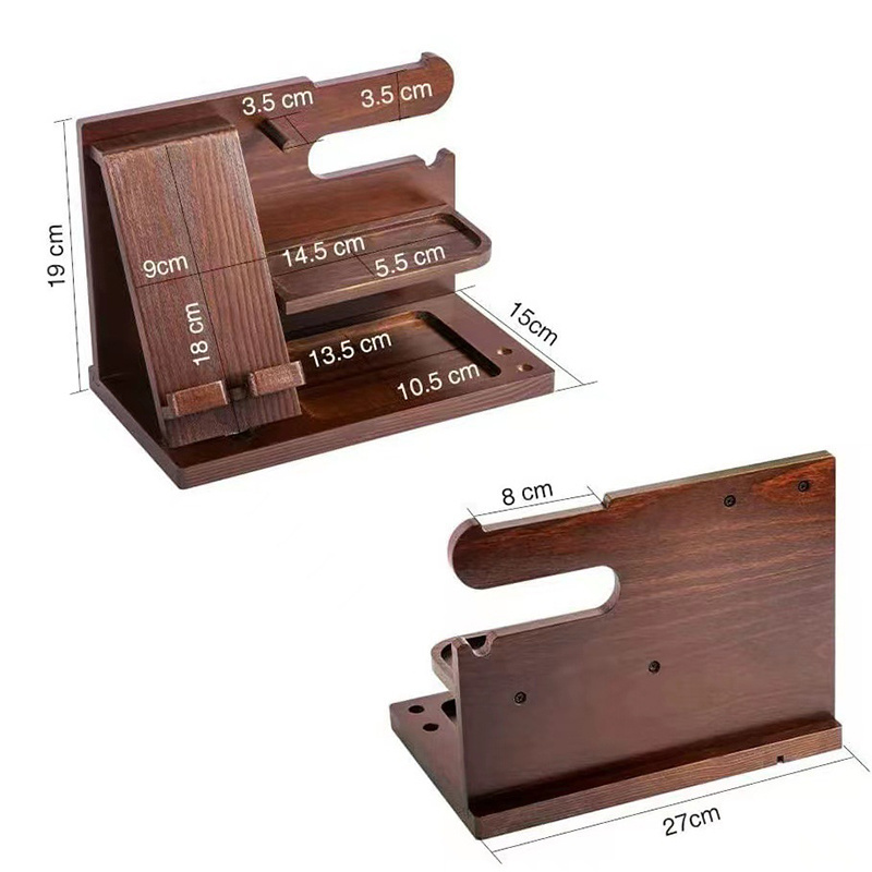 Wood Phone Docking Station Key Holder Wallet Watch Stand Men Gifts Dad Husband Wife Anniversary Night Stand Organizer For Men