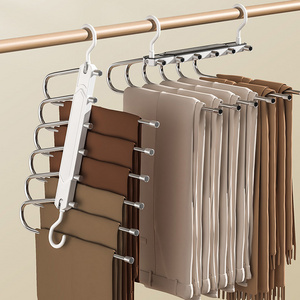 Telescopic Foldable Easy Assemble Multifunctional Pants Rack Hanger Magic Space Saving Closet Organizer Scalable Pants Hangers