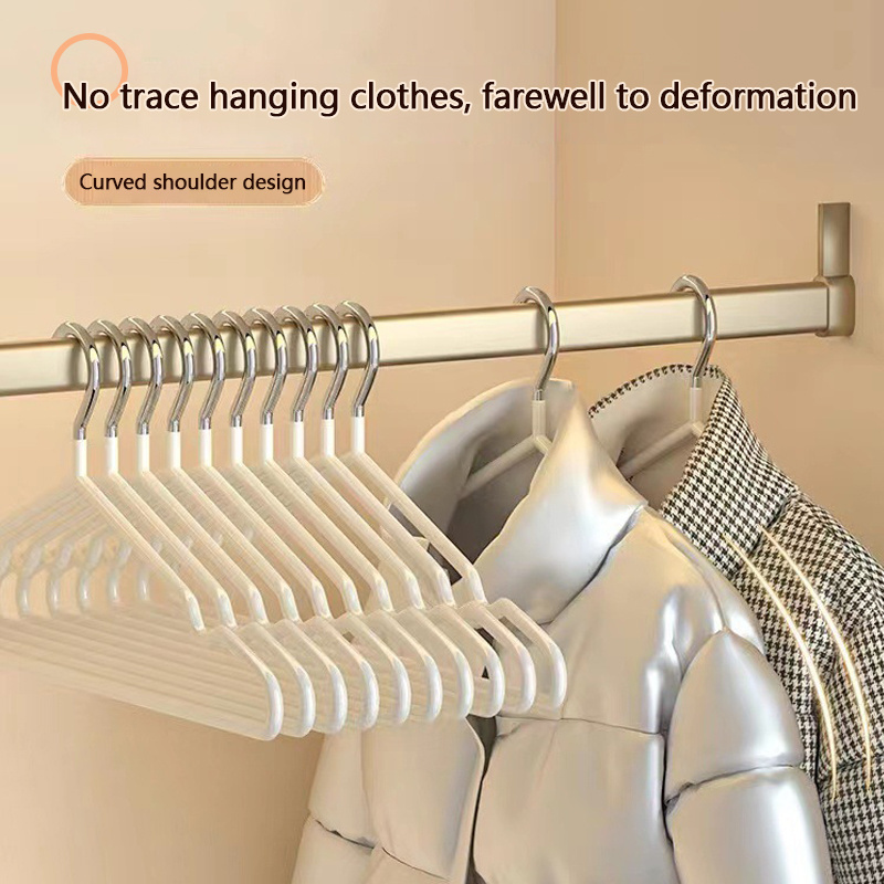 Wholesale Heavy Duty Clothes Hangers PVC Coated Metal Hanger Traceless Anti Slip Metal Hangers