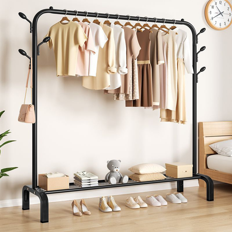 White And Black Hall Entryway Free Standing Tree Hanging Bag Hat Jacket Umbrella Metal Clothes Hanger Stand With Shoe Rack