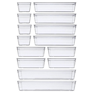 Desk Drawer Organizer Trays Bathroom Dividers Plastic Vanity Storage Bins for Makeup Dresser Kitchen Office