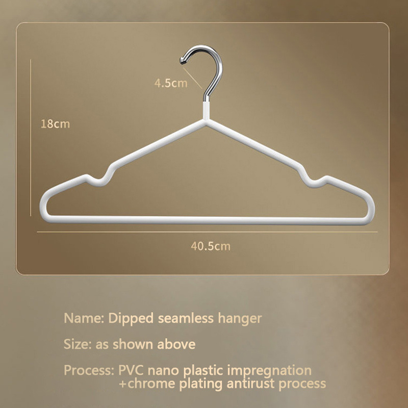 Wholesale Heavy Duty Clothes Hangers PVC Coated Metal Hanger Traceless Anti Slip Metal Hangers