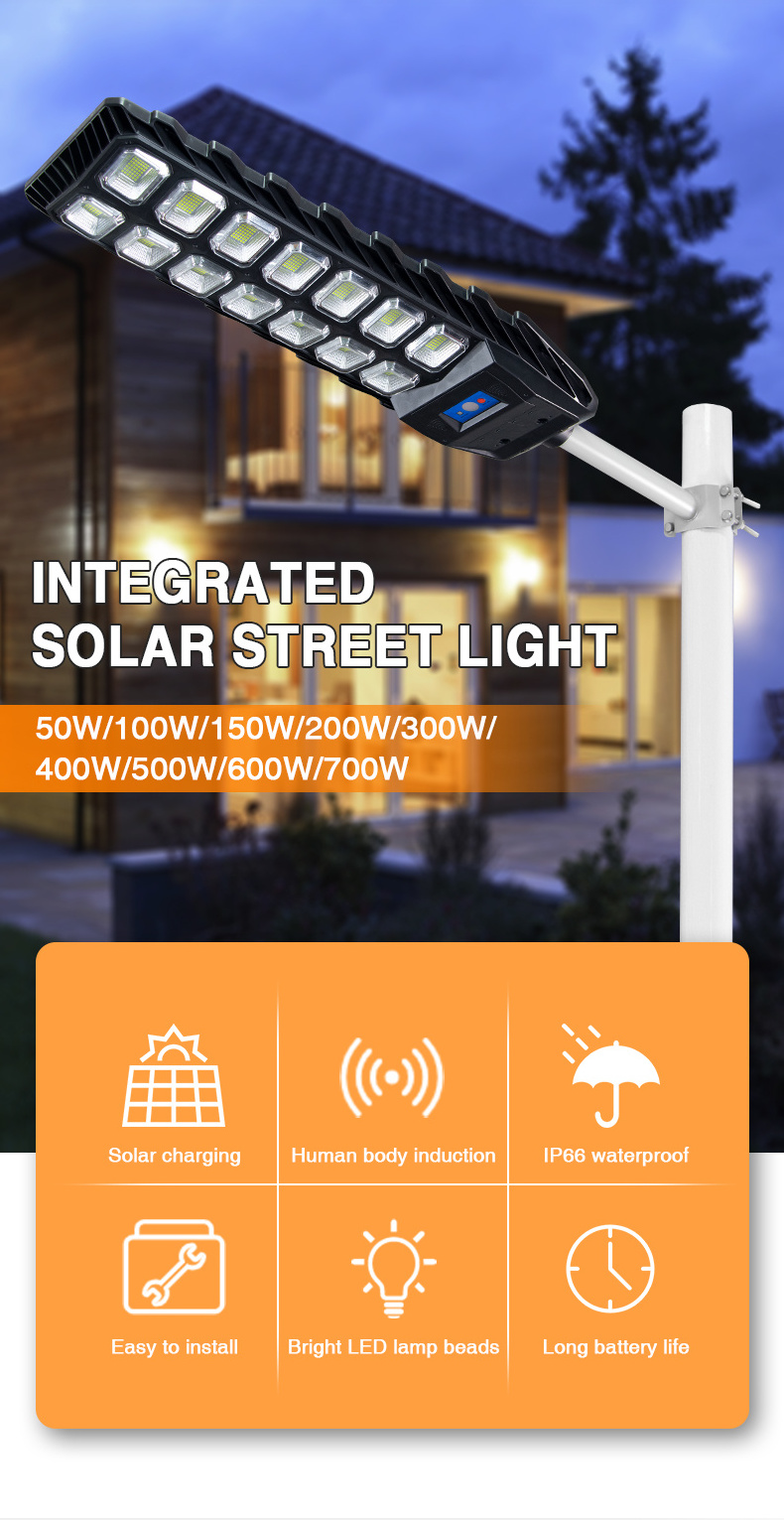 Integrated all in one 150w led street light solar security light with motion sensor