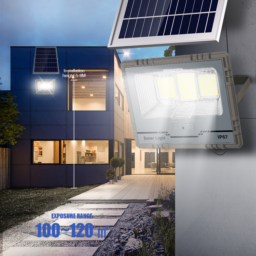 Waterproof ip67 projector lamp 100w 200w 300w 400w led solar flood light with on off switch