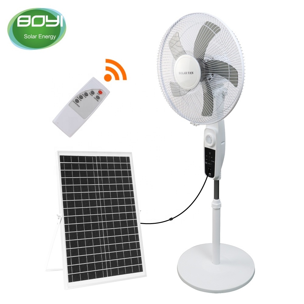 16Inch rechargeable illumination stand 12v dc solar fan with remote