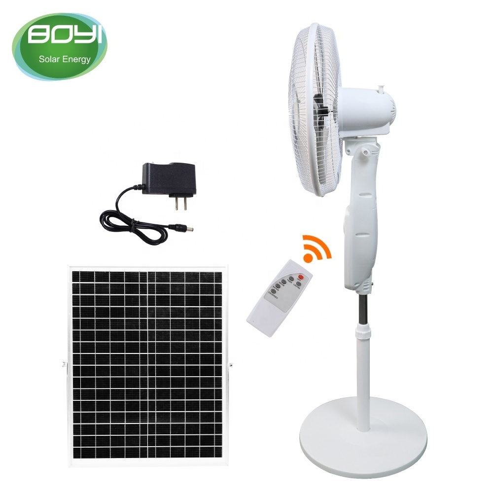 16Inch rechargeable illumination stand 12v dc solar fan with remote