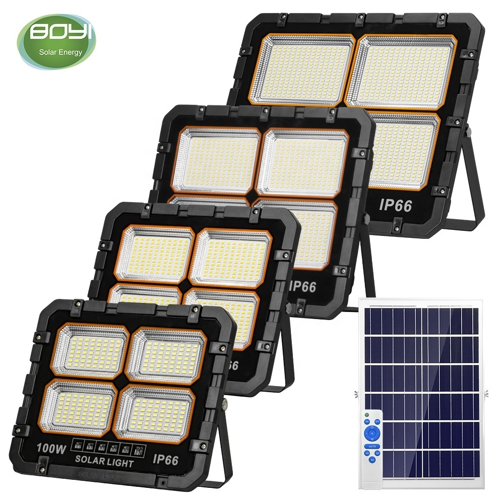 Energy saving rechargeable ip66 flood light outdoor solar lighting with solar panel lamp