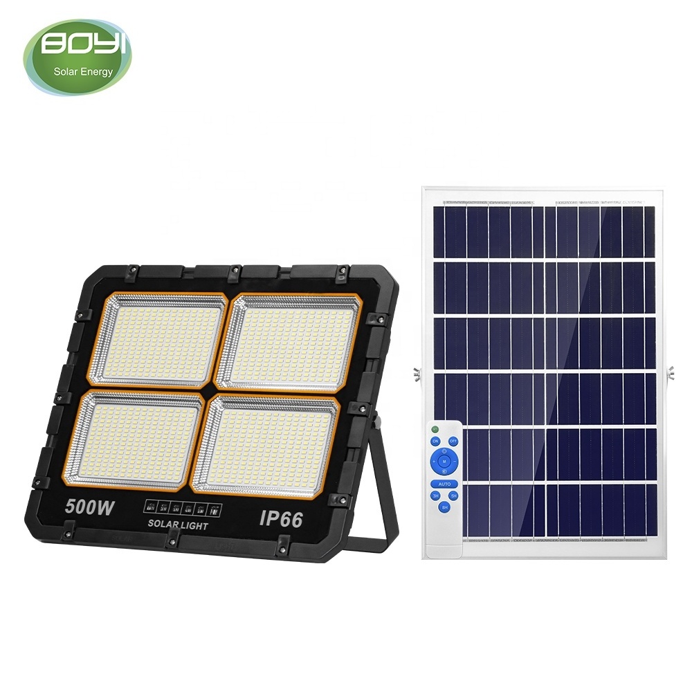 Energy saving rechargeable ip66 flood light outdoor solar lighting with solar panel lamp