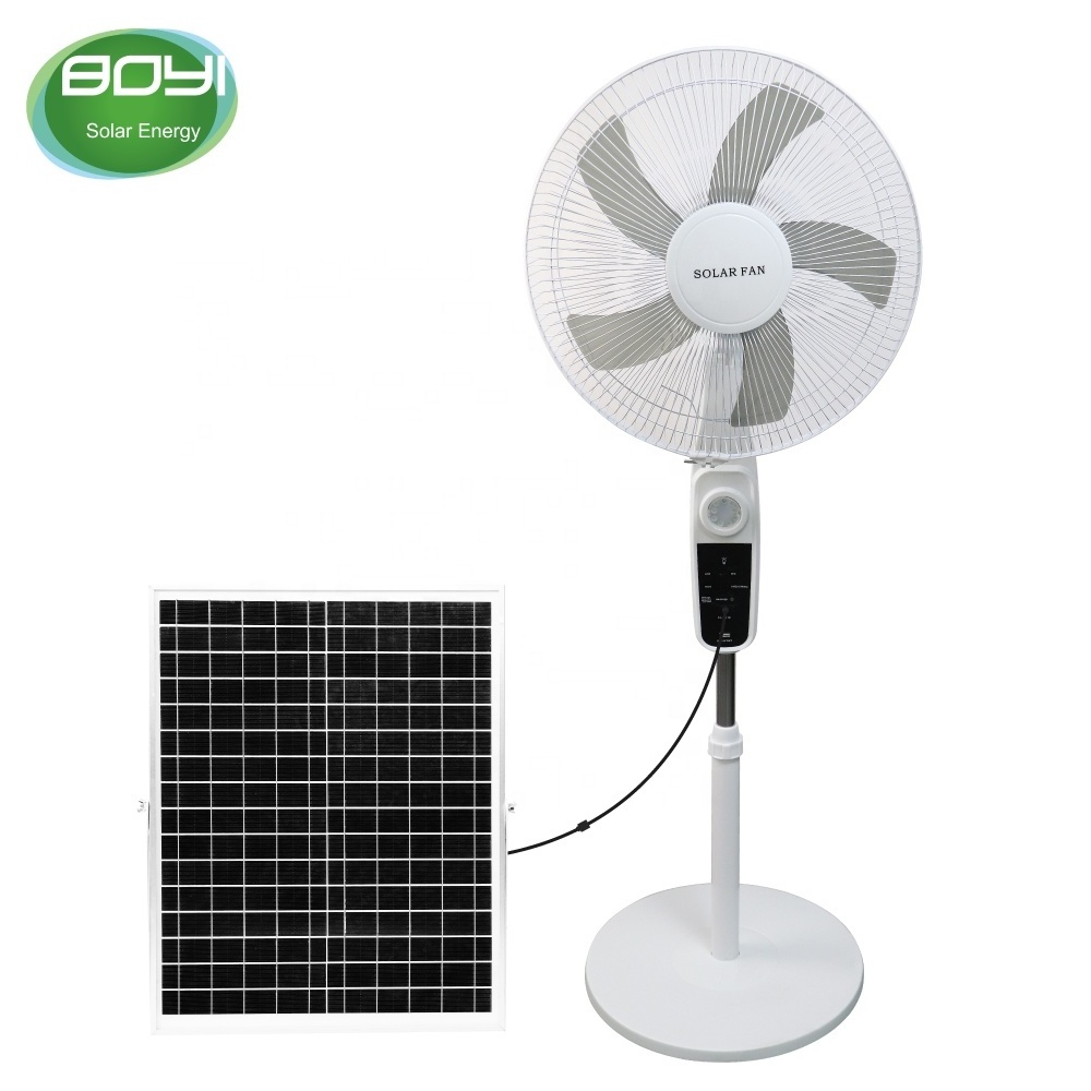 16Inch rechargeable illumination stand 12v dc solar fan with remote