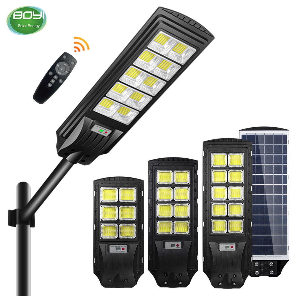 BOYI solar street lamp lifepo4 battery powered motion sensor 3 modes led wall solar light