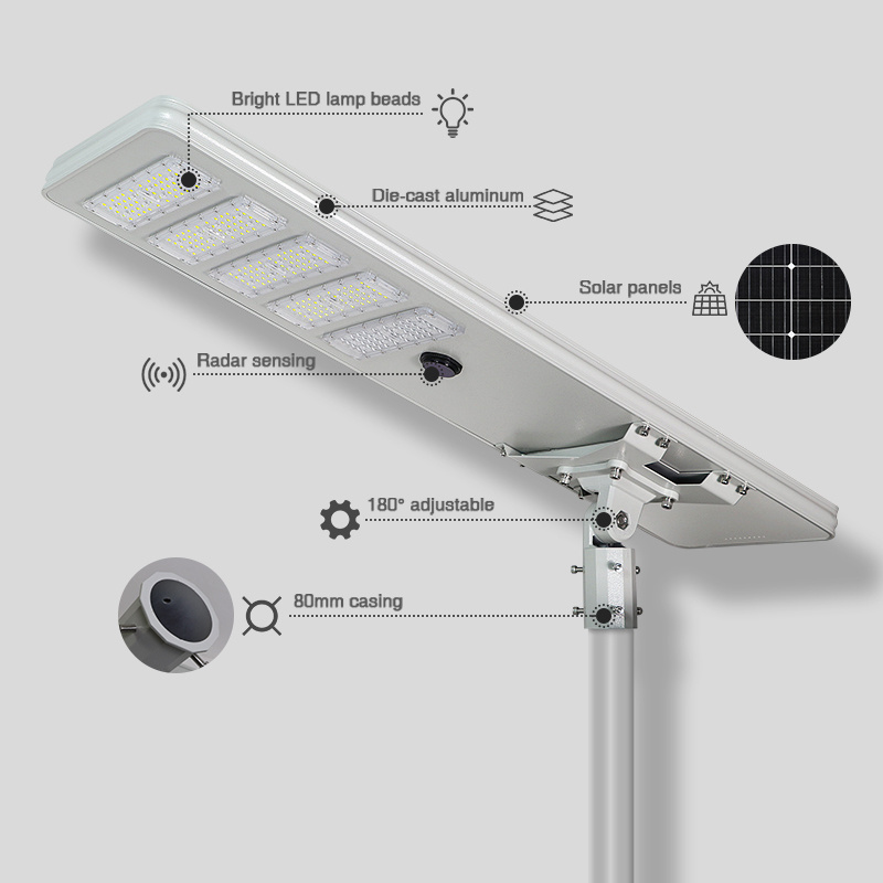 BOYI All In One Exterior Lampadaire Solaire All Wattage Focos Solares Solar Street Light