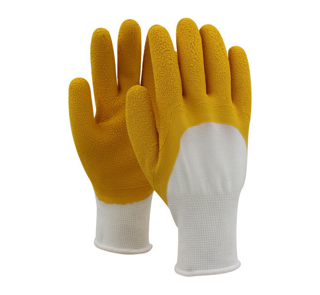 Top Sale 7G Acrylic Loop Knitted Terry Lining Gloves Latex Wrinkle Coated Safety Work Gloves