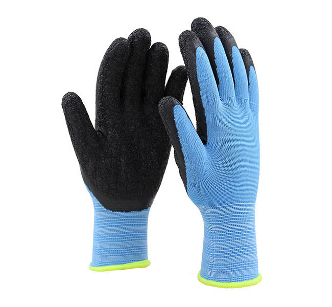 Top Sale 7G Acrylic Loop Knitted Terry Lining Gloves Latex Wrinkle Coated Safety Work Gloves