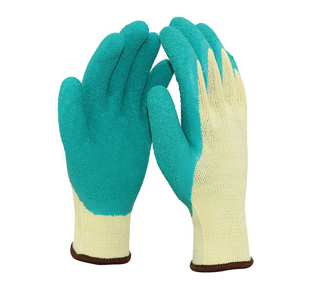 Top Sale 7G Acrylic Loop Knitted Terry Lining Gloves Latex Wrinkle Coated Safety Work Gloves