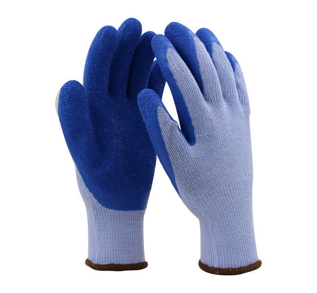 Top Sale 7G Acrylic Loop Knitted Terry Lining Gloves Latex Wrinkle Coated Safety Work Gloves