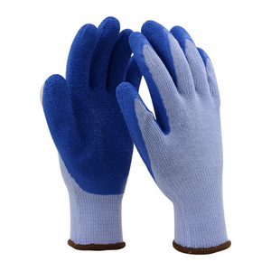 Top Sale 7G Acrylic Loop Knitted Terry Lining Gloves Latex Wrinkle Coated Safety Work Gloves