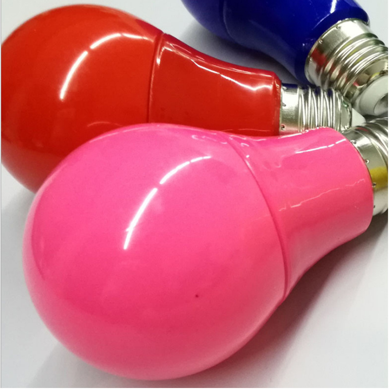 Red blue yellow green pink purple colour clear cover A60 E27 5W holiday christmas decorative bulb