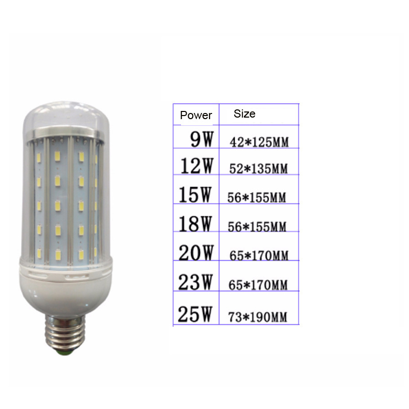 Aluminum+PC housing Cool white corn bulb AC85-265V e27 led light 25w garden corn bulb IP65