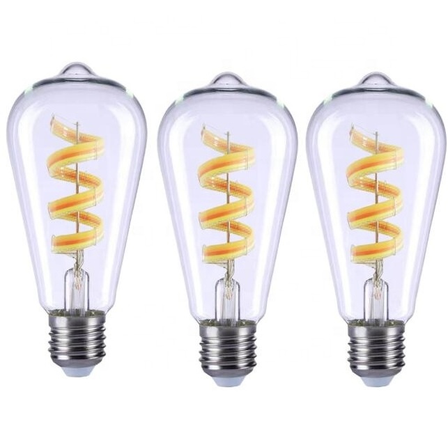 New products Glass body vintage 6w AC110/230V RGB TUYA Edison led filament bulb ST64 wifi