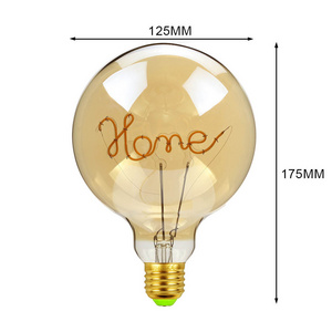 Many items shape Led flexible Amber G125 bulb Happy Home Hello Decoration filament bulb