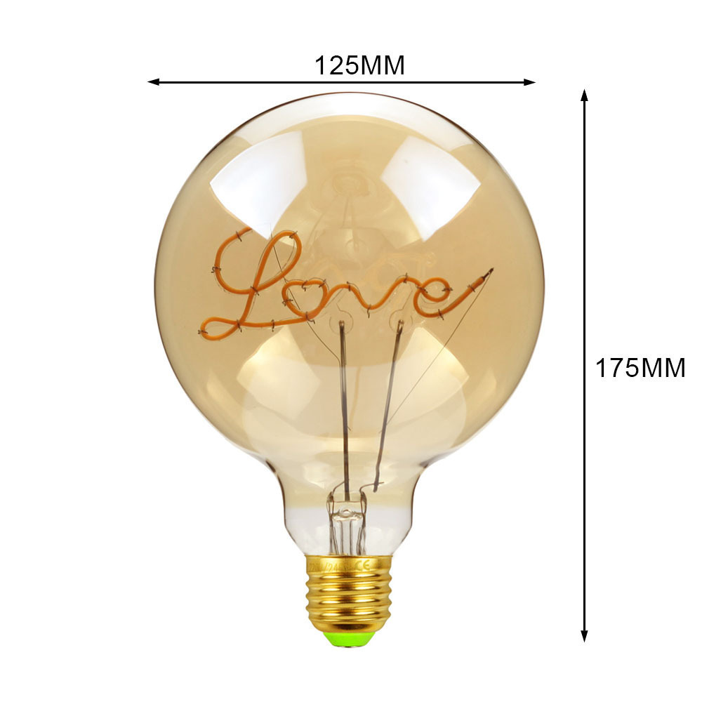 Many items shape Led flexible Amber G125 bulb Happy Home Hello Decoration filament bulb