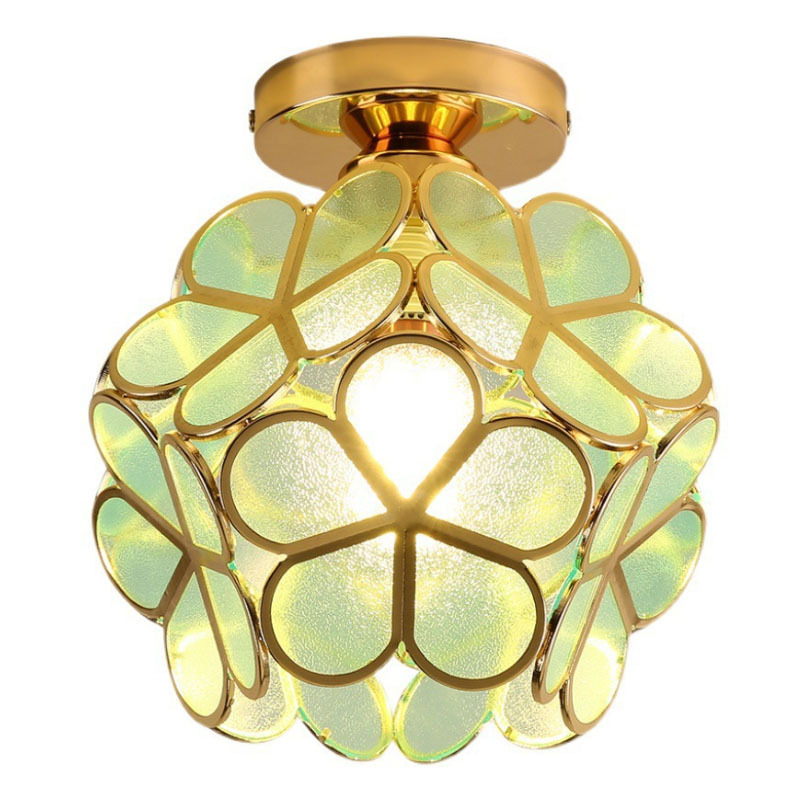 Gold Green Pink Petal Villa Lamp 3 Color Changing Petal Ceiling Pendant Light