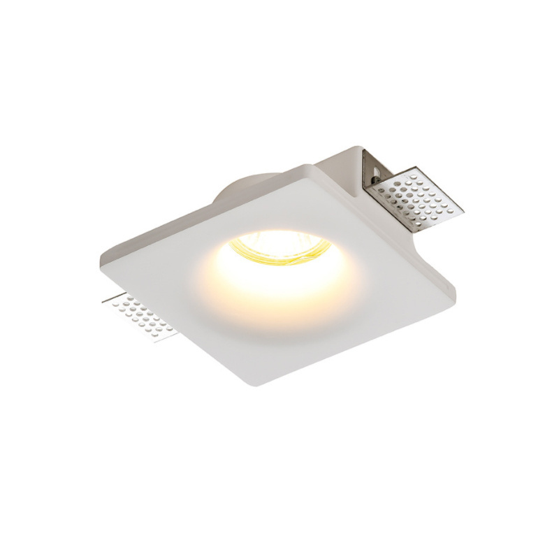 White color no side design gu10 square gypsum lamp base ceiling light