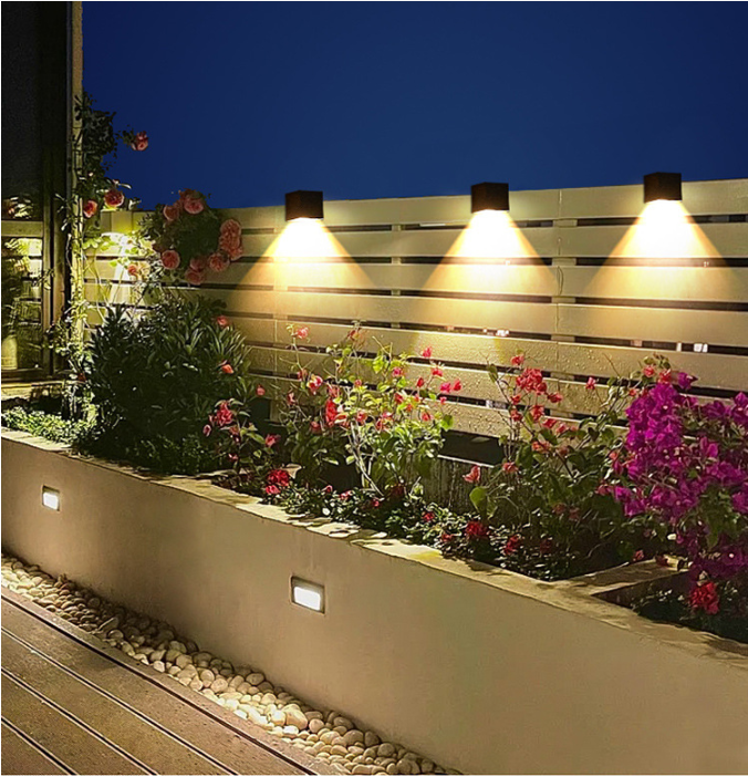 Outdoor waterproof Lighting for decorate Yard Terrace square Warm white IP65 1W solar garden led wall light