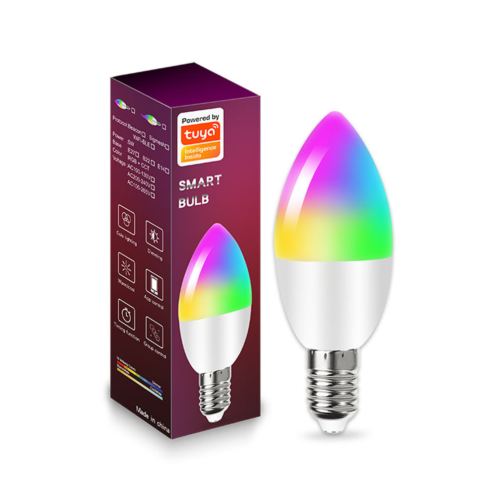 Homekit Smart Candle Light Bulb 5W RGBCW LED WIFI Control E14 Candle Lamp