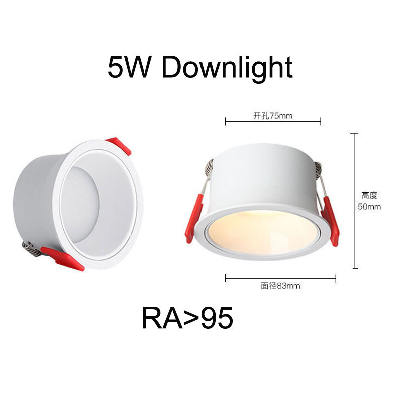 Full Spectrum LED Recessed Downlight 10W 12W 15W White Aluminum Embedded Ceiling Light Ra95 LED Bulb