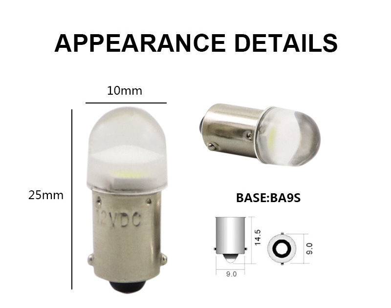 6V 12V 24V 0.5W BA9S E10 Equipment Bulb Light Warmwhite 3000K Mini BA9S Device Lamp