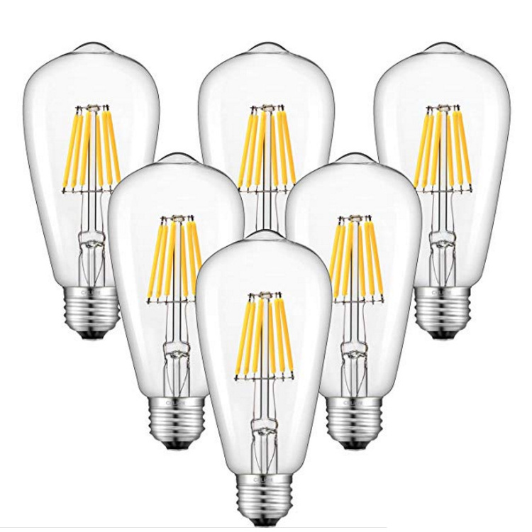 6W LED Filament Light Bulb ST64 Edison Style To Replace 60w Incandescent Bulb Soft White edison bulb st64