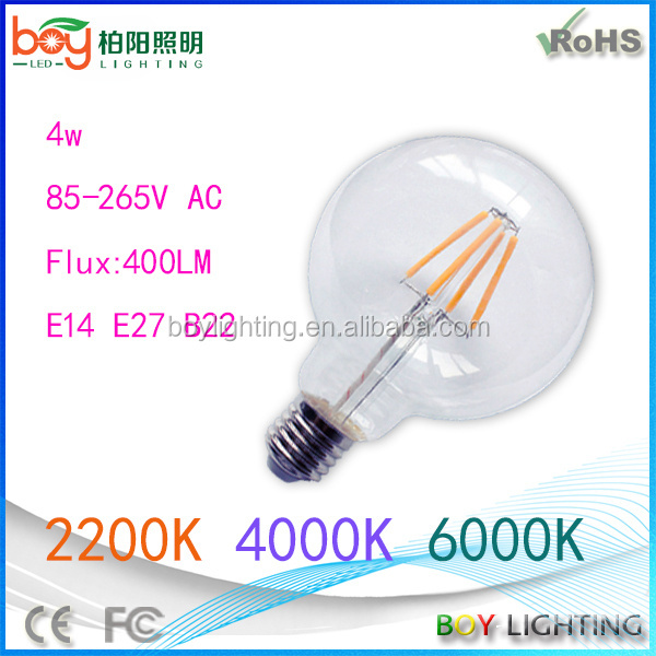 Glass body G80 Globe 6W LED Edison Bulb G80 Antique Vintage LED Filament Light E27