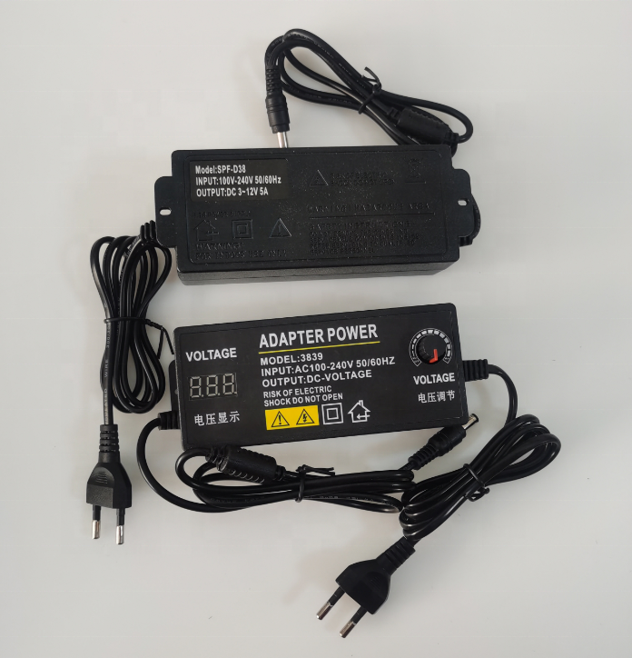 3years labor warranty input AC100-240v out put volt adjust 3-12v 5a CE Rohs 60w led adapter power