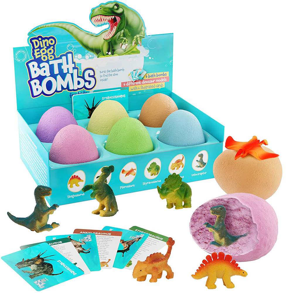 OEM 100% Natural Ingredients Dinosaur Toys Inside Dino Bath Bombs for Kids