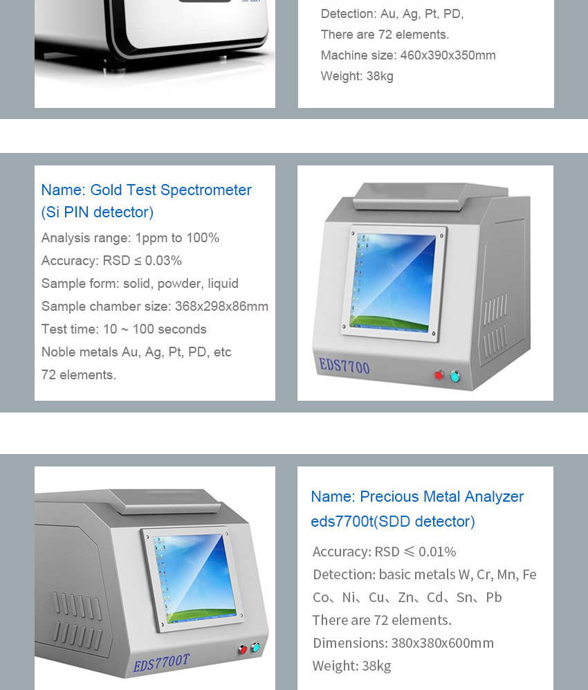 High quality xrf analyzer gold tester karat gold purity tester EDS3900