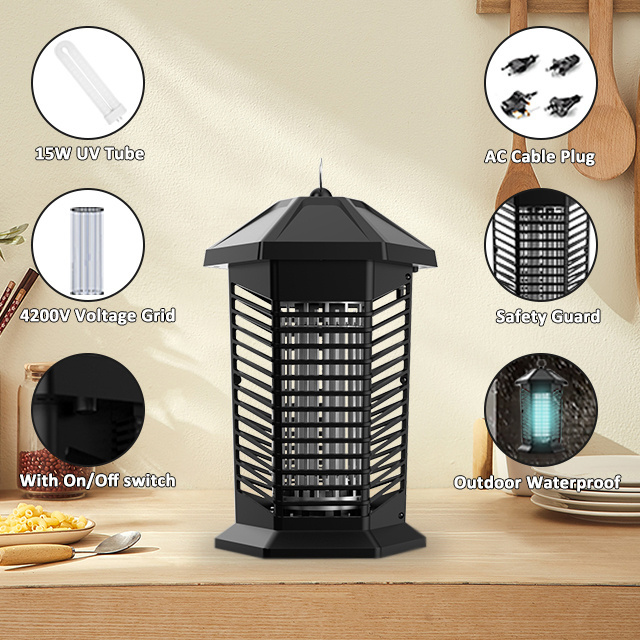 Waterproof 20W Anti Mosquito Killer Lamp Electric 4000V Mosquito Zapper Killing Lamp 15W UV Fly Insect Traps Outdoor Bug Zapper