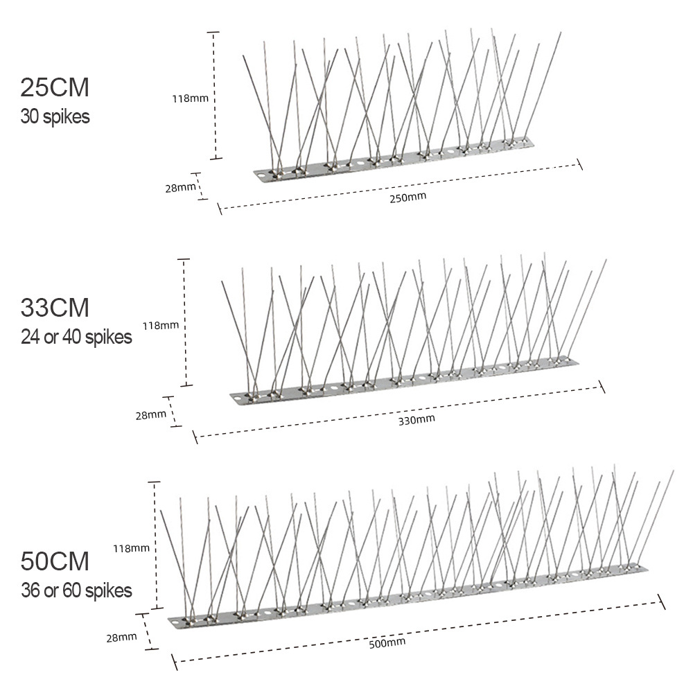 Factory keep Off Fly Animal Removable Stainless Anti Bird Spikes Repel Small Bird Anti Pigeon Stainless Steel Bird Spikes