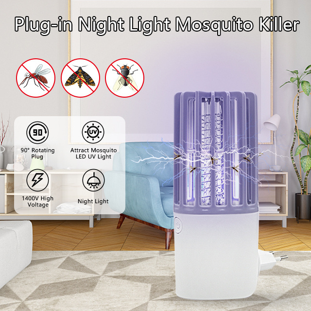 UV LED Insect Trap Lamp Mosquito Bug Zapper Blue Light Plug in Fly Insect Killer High Voltage Metal Grid Mosquito Killer Lamp