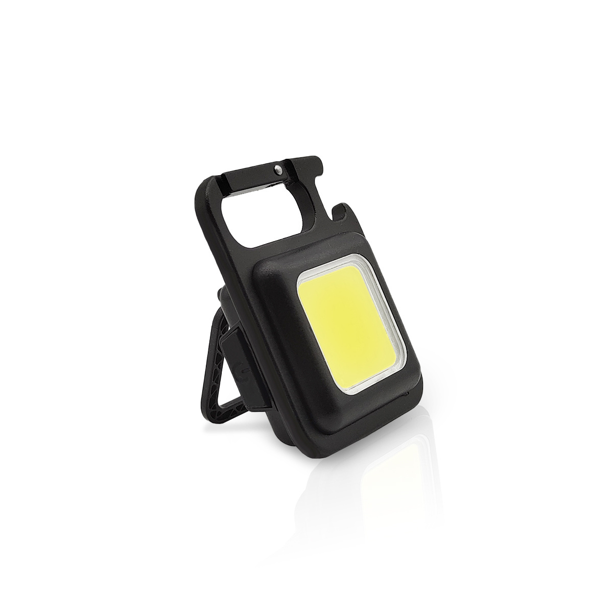 Portable Bright Lantern Rechargeable Pocket High Magnetic Work Light Mini Keychain Flashlight with Folding Bracket Bottle Opener