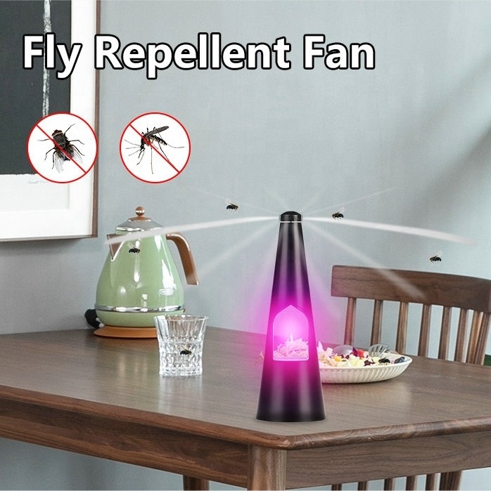 Outdoor fly away repellant table fan USB rechargeable flies repellent indoor food portable house fly repepller fans for tables