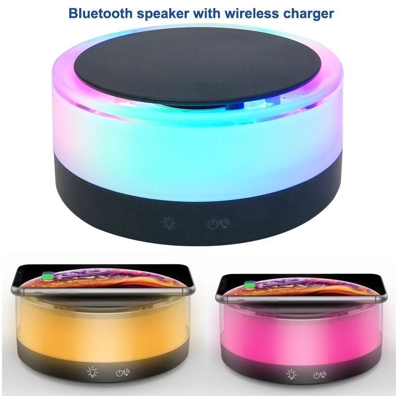 Boyouwill Hand Free TWS Alarm Clock Wireless Charger 10W LED Night Blue tooth Touch Light Speaker