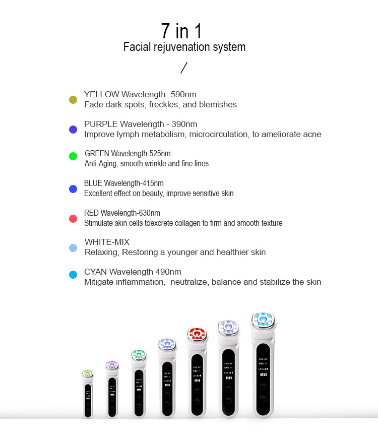 Radio Frequency Facial Firm face Sculpting 7 led light therapy Wrinkle Reduce Anti Aging Home RF Skin Face Beauty Device