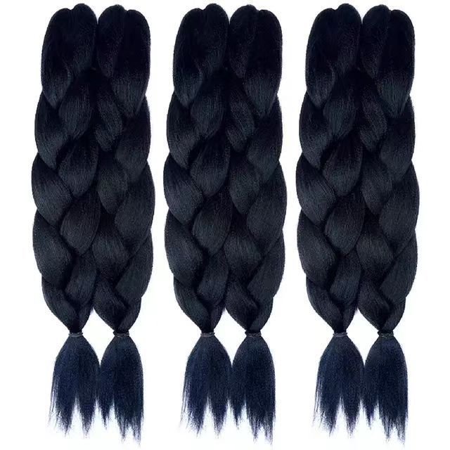 Pre-Stretched Braiding Hair Extensions kanekalons 48 Inch Unfolded 2 Bundles Hair texture black  Pre-Combed Synthetic Hair