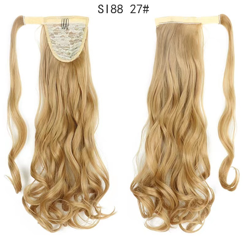 wholesale  Long Straight Cheap Instant Clip In Wrap Around Ponytail Extension Hair Pieces Synthetic Hair Ponytails