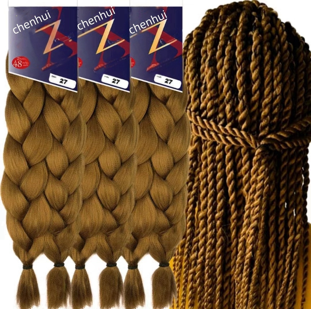 Pre-Stretched Braiding Hair Extensions kanekalons 48 Inch Unfolded 2 Bundles Hair texture black  Pre-Combed Synthetic Hair