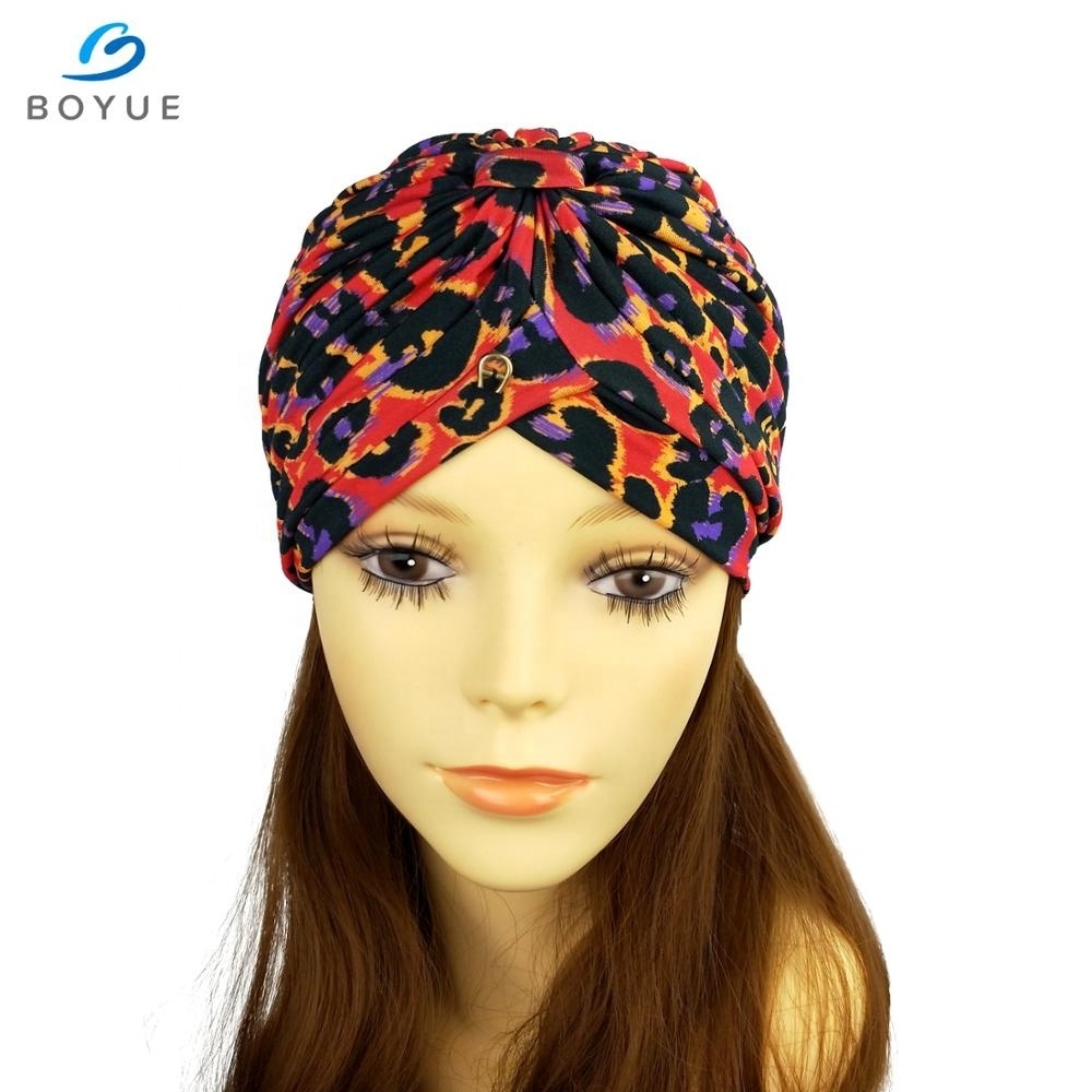 Hotsale Custom design print polyester head turban hijab hair turban hat for women